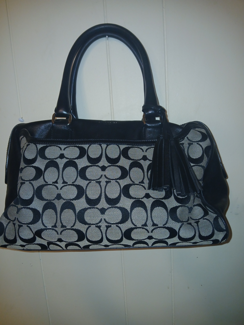 Black and Ivory Signature Jacquard Tote Handbag